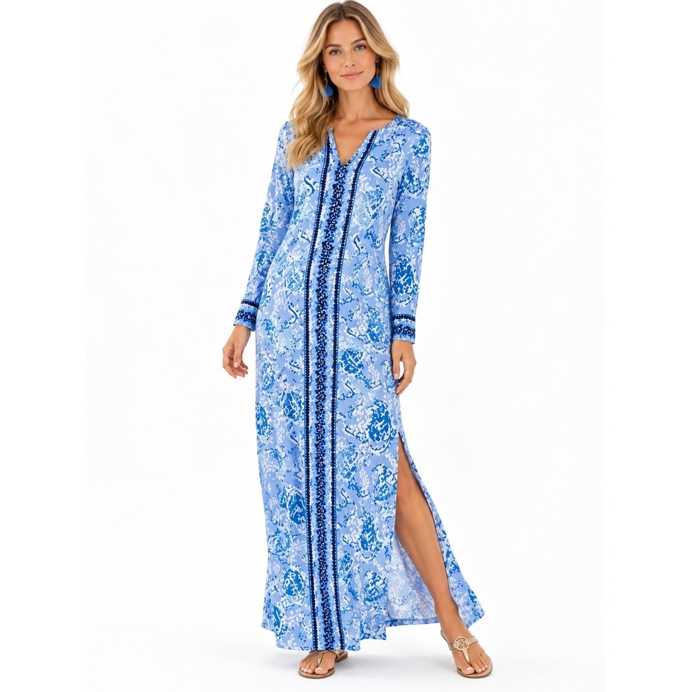 Lilly Pulitzer Fayé UPF 50+ Maxi Dress Blue Peri Turtley Awesome M